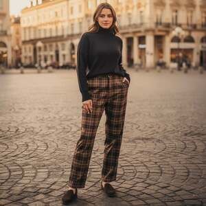 NWOT Papaya Plaid Stretch Pants